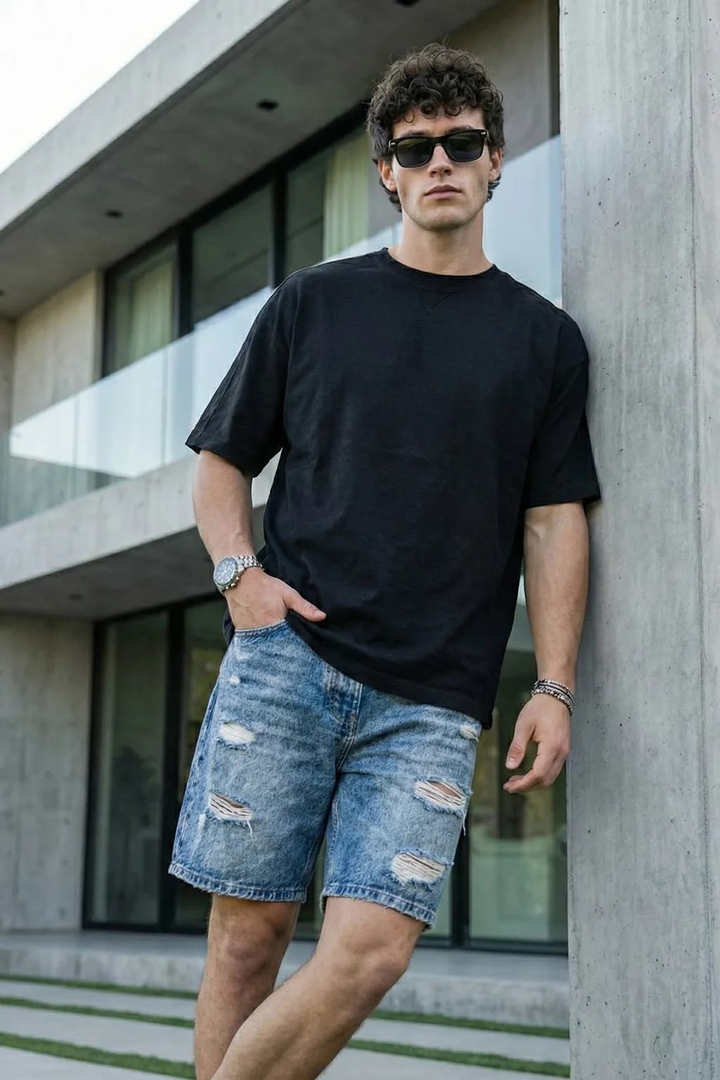 Black Plain Oversized T-shirt — 3
