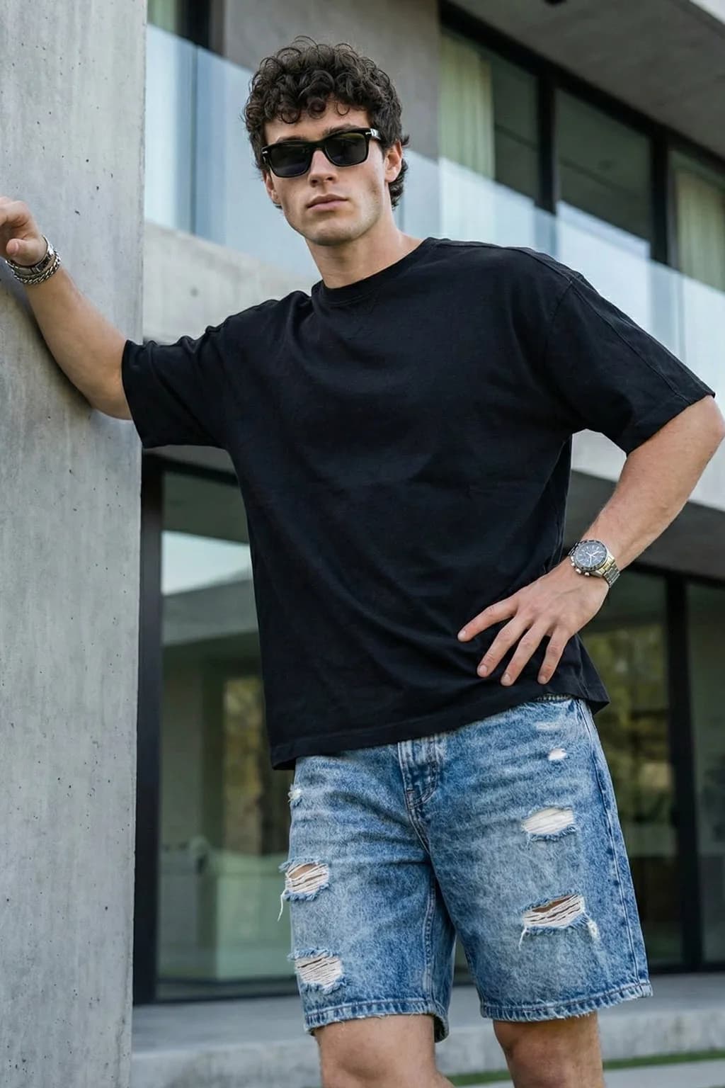 Black Plain Oversized T-shirt — 4